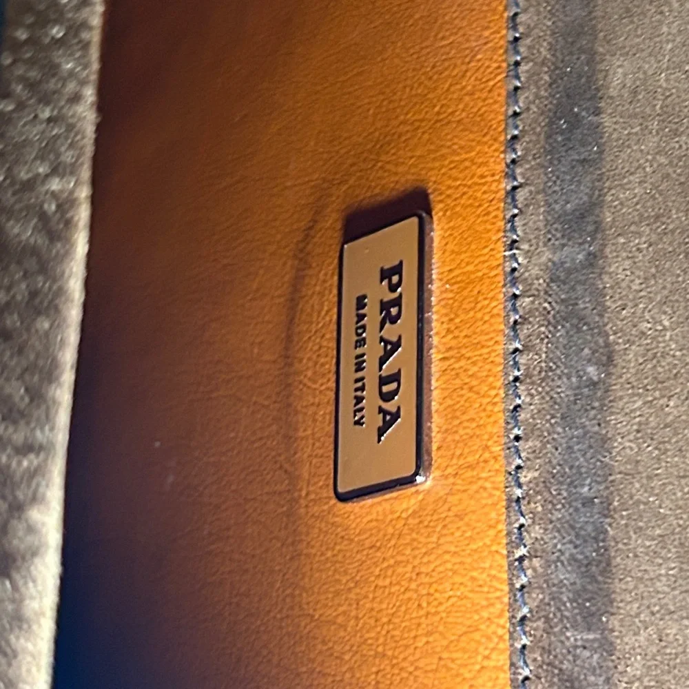 353. Prada Brown Suede Grommet Frame Shoulder Bag/coa